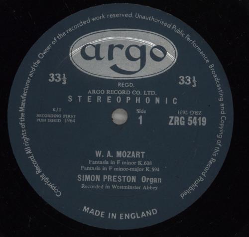 Simon Preston Mozart And Bach Organ Works vinyl LP album (LP record) UK YIOLPMO887422