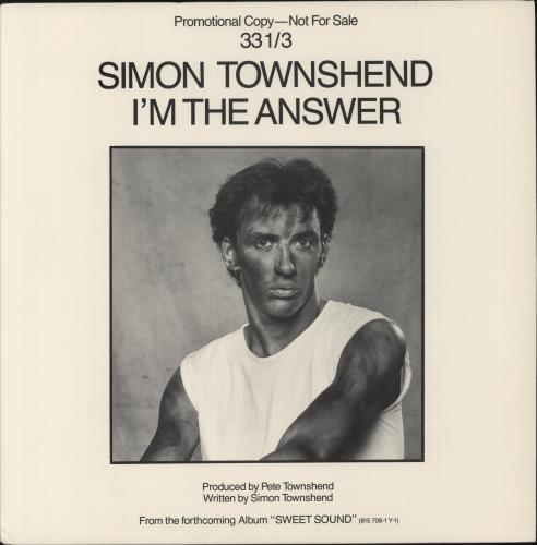 Simon Townshend I'm The Answer 12" vinyl single (12 inch record / Maxi-single) US ITW12IM92599