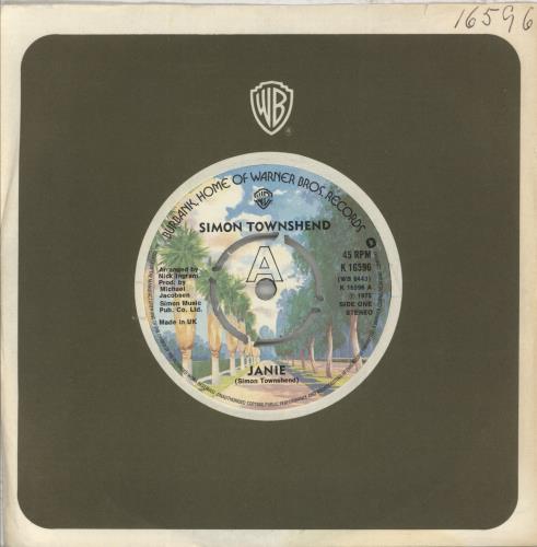 Simon Townshend Janie 7" vinyl single (7 inch record / 45) UK ITW07JA880939