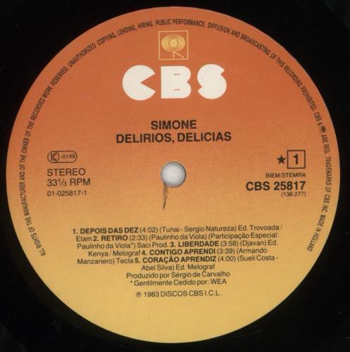 Simone Del�rios, Del�cias vinyl LP album (LP record) Italian X65LPDE855184