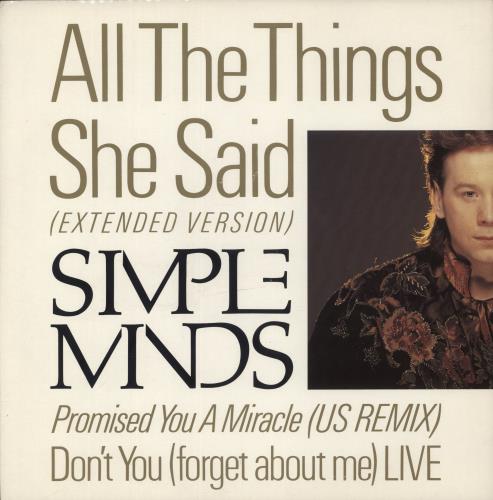 Simple Minds All The Things She Said 12" vinyl single (12 inch record / Maxi-single) UK SIM12AL10072