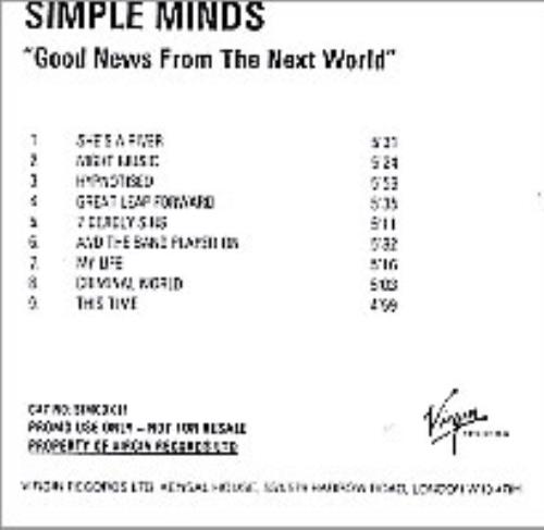 Simple Minds Good News From The Next World CD-R acetate UK SIMCRGO264232