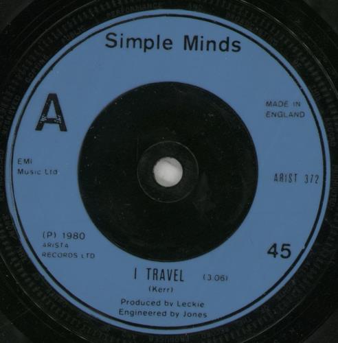 Simple Minds I Travel 7" vinyl single (7 inch record / 45) UK SIM07IT16844