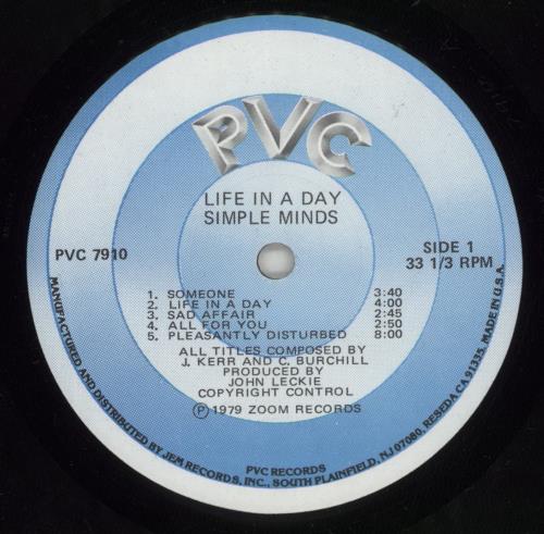 Simple Minds Life In A Day vinyl LP album (LP record) US SIMLPLI874527
