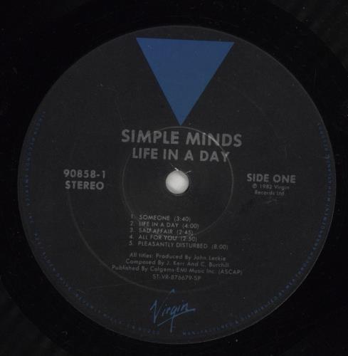 Simple Minds Life In A Day vinyl LP album (LP record) US SIMLPLI874675