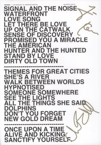 Simple Minds Live In The City Of Angels - Autographed Set List 4-LP vinyl album record set UK SIM4LLI887835