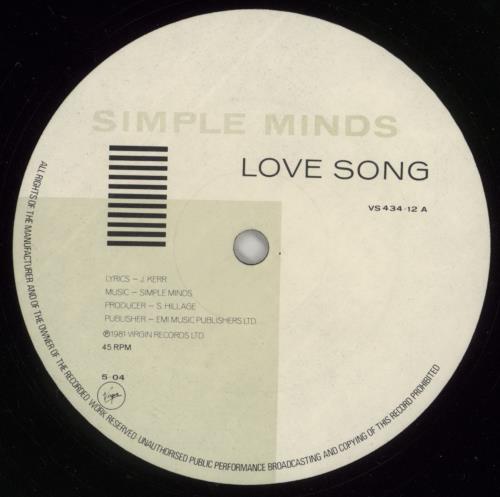 Simple Minds Love Song 12" vinyl single (12 inch record / Maxi-single) UK SIM12LO10026