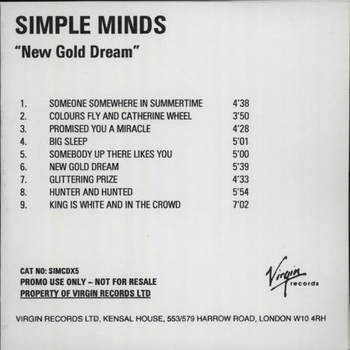Simple Minds New Gold Dream CD-R acetate UK SIMCRNE225813