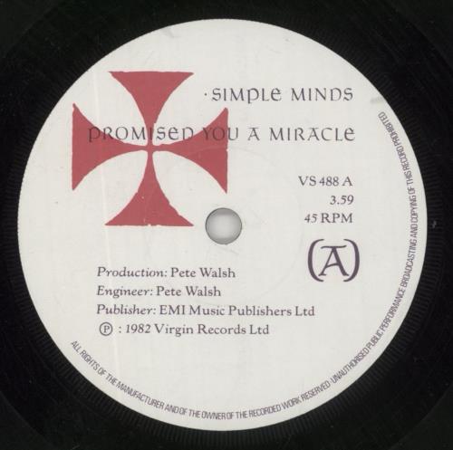 Simple Minds Promised You A Miracle 7" vinyl single (7 inch record / 45) UK SIM07PR109462