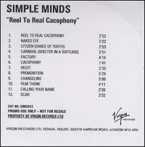 Simple Minds Reel To Real Cacophony CD-R acetate UK SIMCRRE225811