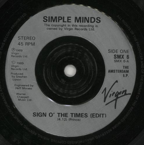 Simple Minds Sign O' The Times 7" vinyl single (7 inch record / 45) UK SIM07SI109470