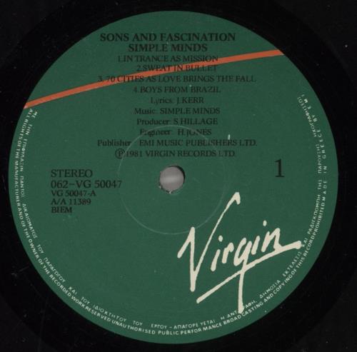 Simple Minds Sons And Fascination vinyl LP album (LP record) Greek SIMLPSO789489