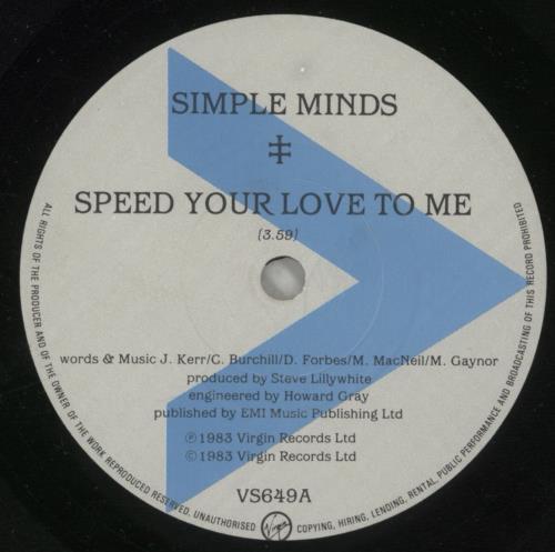 Simple Minds Speed Your Love To Me 7" vinyl single (7 inch record / 45) UK SIM07SP28480