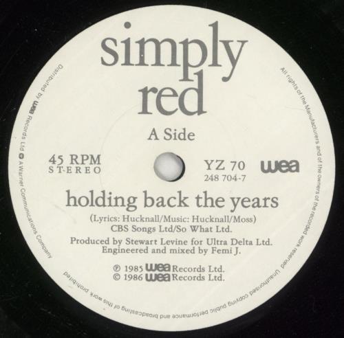 Simply Red Holding Back The Years - P/S 7" vinyl single (7 inch record / 45) UK RED07HO111370