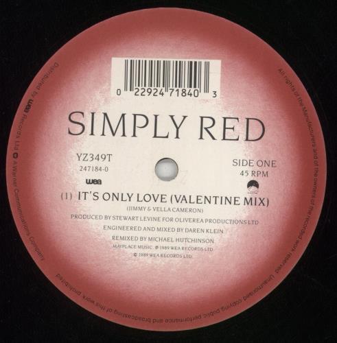 Simply Red It's Only Love (Valentine Mix) 12" vinyl single (12 inch record / Maxi-single) UK RED12IT19555