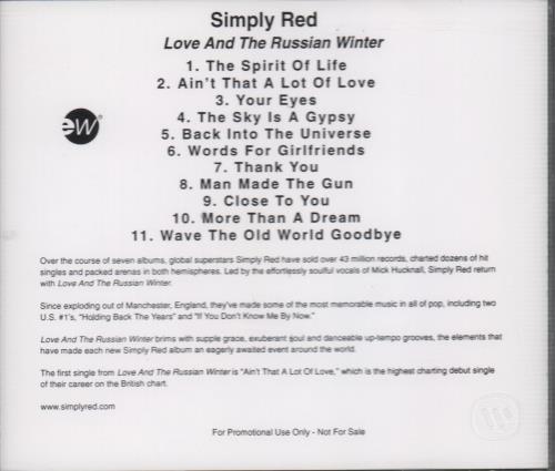 Simply Red Love And The Russian Winter CD album (CDLP) US REDCDLO147105