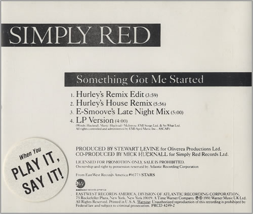 Simply Red Something Got Me Started - Picture CD single (CD5 / 5") US REDC5SO10331