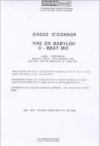 Sinead O'Connor Fire On Babylon 12" vinyl single (12 inch record / Maxi-single) UK SIN12FI55031