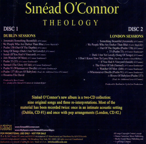 Sinead O'Connor Theology CD-R acetate Canadian SINCRTH504193
