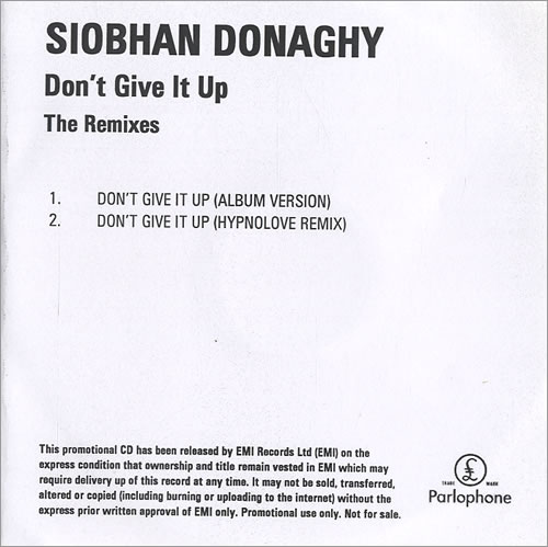 Siobhan Donaghy Don't Give It Up CD-R acetate UK IOBCRDO446207