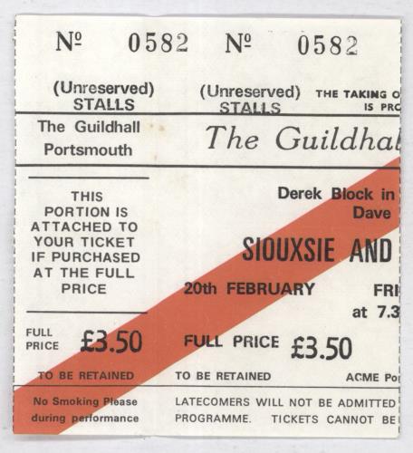 Siouxsie & The Banshees 1981 Tour Postergramme + Ticket Stub tour programme UK SIOTRTO820141