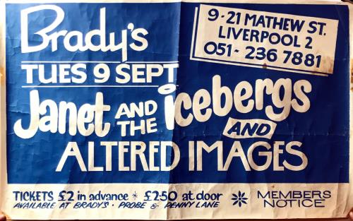 Siouxsie & The Banshees Janet & The Icebergs - Brady's Liverpool Sept 1980 poster UK SIOPOJA705769