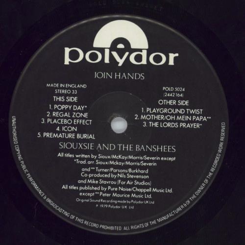 Siouxsie & The Banshees Join Hands + Inner - Hype Stickered vinyl LP album (LP record) UK SIOLPJO817093