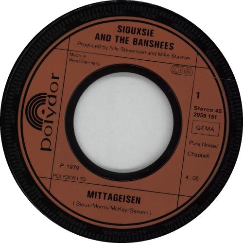 Siouxsie & The Banshees Mittageisen - EX 7" vinyl single (7 inch record / 45) German SIO07MI135426
