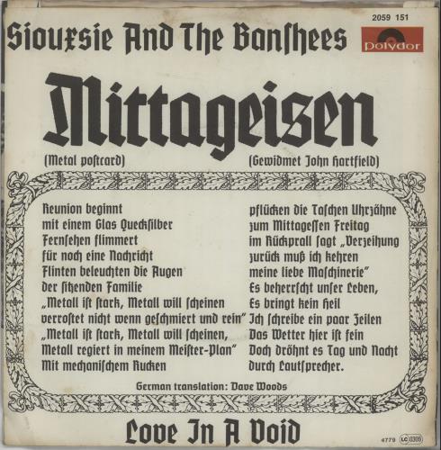 Siouxsie & The Banshees Mittageisen - EX 7" vinyl single (7 inch record / 45) German SIO07MI135426