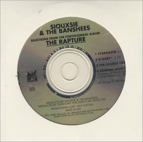 Siouxsie & The Banshees Selections From The Forthcoming Album Rapture CD single (CD5 / 5") US SIOC5SE40956