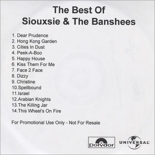 Siouxsie & The Banshees The Best Of + Bonus Disc CD-R acetate US SIOCRTH428407
