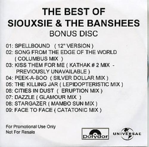 Siouxsie & The Banshees The Best Of Siouxsie & The Banshees - Bonus Disc CD-R acetate US SIOCRTH312701