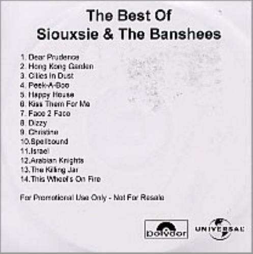 Siouxsie & The Banshees The Best Of CD-R acetate UK SIOCRTH219385