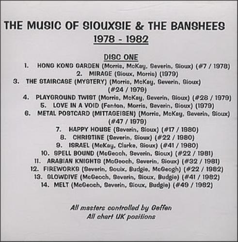 Siouxsie & The Banshees The Music Of Siouxsie & The Banshees 1978-1992 CD-R acetate US SIOCRTH385926