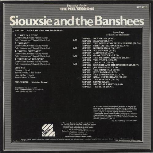 Siouxsie & The Banshees The Peel Sessions 12" vinyl single (12 inch record / Maxi-single) UK SIO12TH102203