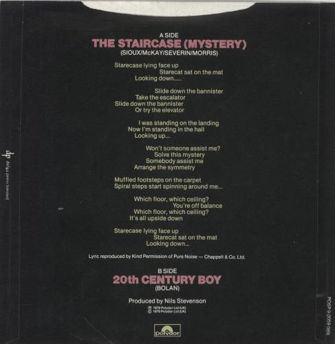 Siouxsie & The Banshees The Staircase (Mystery) - EX 7" vinyl single (7 inch record / 45) UK SIO07TH860866