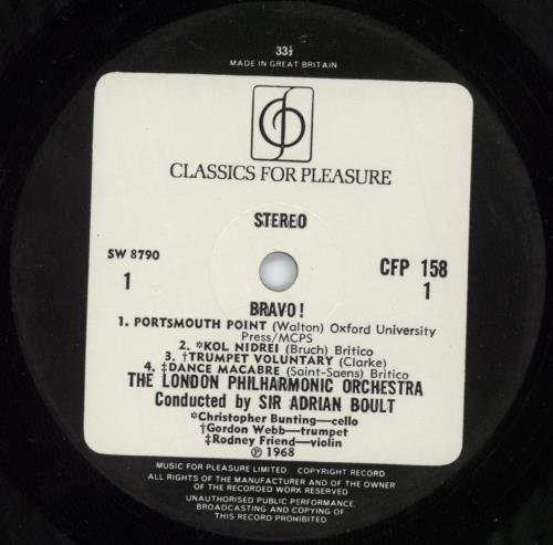 Sir Adrian Boult Bravo! vinyl LP album (LP record) UK YQSLPBR711626