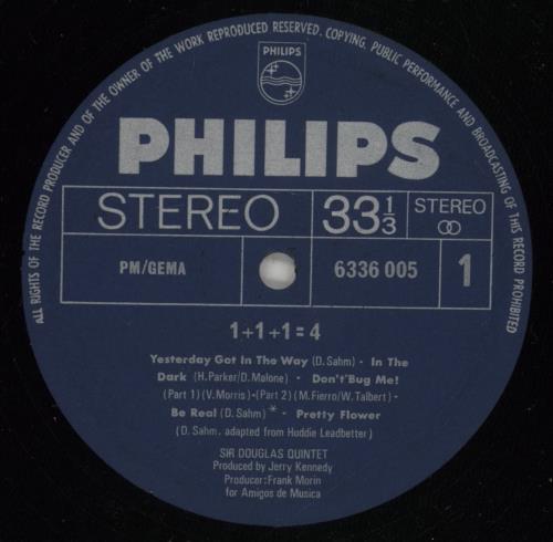 Sir Douglas Quintet 1+1+1=4 [One Plus One Plus One Equals Four] vinyl LP album (LP record) German SDQLPON877373