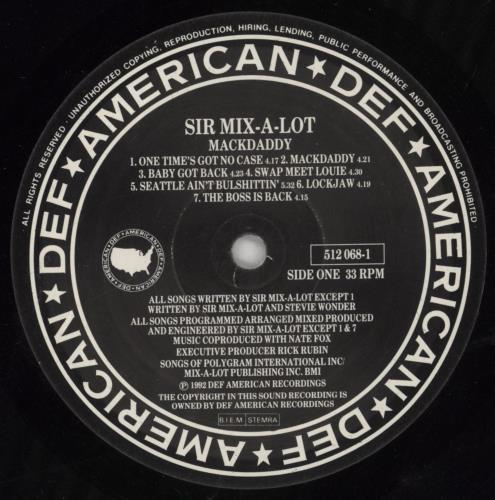 Sir Mix-A-Lot Mack Daddy 12" vinyl single (12 inch record / Maxi-single) Dutch UW012MA859271