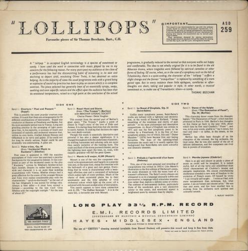 Sir Thomas Beecham Lollipops vinyl LP album (LP record) UK U3RLPLO534368