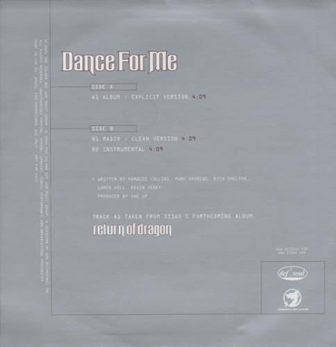 Sisqo Dance For Me 12" vinyl single (12 inch record / Maxi-single) UK SQO12DA197344
