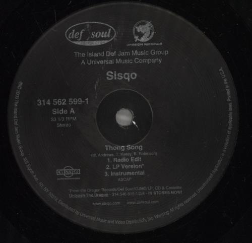 Sisqo Thong Song 12" vinyl single (12 inch record / Maxi-single) US SQO12TH888316