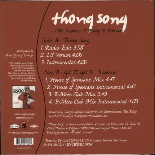 Sisqo Thong Song 12" vinyl single (12 inch record / Maxi-single) US SQO12TH888316