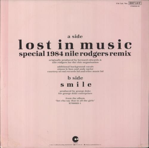 Sister Sledge Lost In Music + Picture Sleeve 12" vinyl single (12 inch record / Maxi-single) UK SLE12LO11456