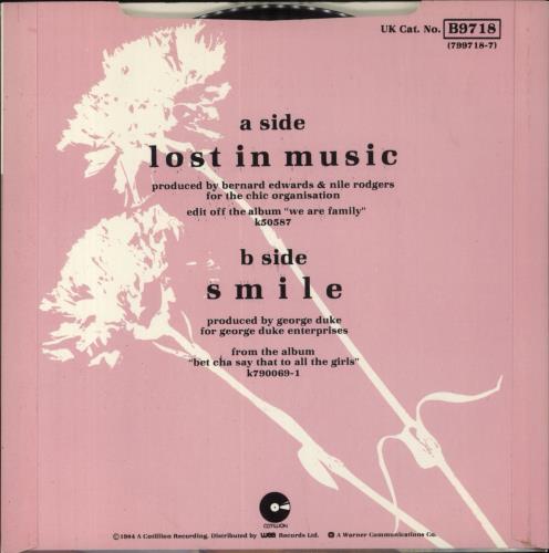 Sister Sledge Lost In Music 7" vinyl single (7 inch record / 45) UK SLE07LO287953