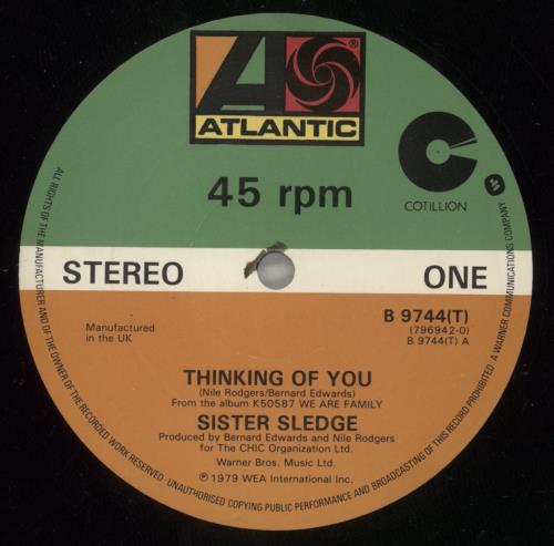 Sister Sledge Thinking Of You - P/S 12" vinyl single (12 inch record / Maxi-single) UK SLE12TH877776