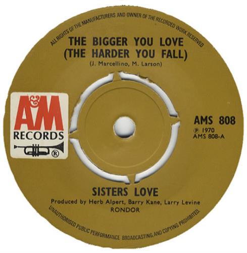 Sisters Love The Bigger You Love (The Harder You Fall) 7" vinyl single (7 inch record / 45) UK S2L07TH415147