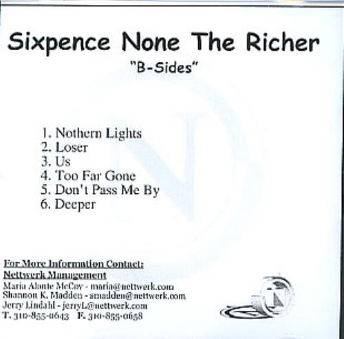 Sixpence None The Richer B-Sides CD-R acetate US SIXCRBS288296