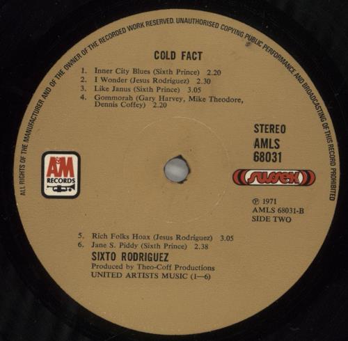 Sixto Rodriguez Cold Fact - 1st vinyl LP album (LP record) UK W20LPCO879423