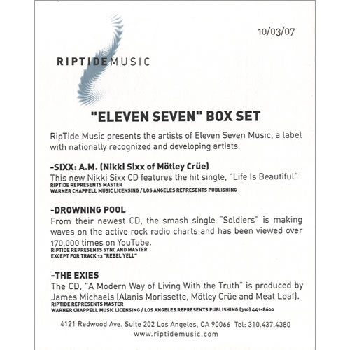Sixx:AM Eleven Seven Box Set CD Album Box Set US 6AMDXEL477793